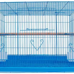 Small Blue Iron Bird Cage with Feeding Cup, 1 Pole with Secure Lock,15 Inch Bird, Hamster, Rabbit Cage-image-38