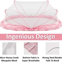 miss & chief Nylon Infants Baby Bed Portable Folding Crib Mosquito Net Pink Color Crib Bottomless Size Mosquito Net image 5
