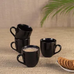 Pack of 6 Bone China Glossy Black Microwave Safe Tea Cup/Coffee Cup Set Ideal Best Gift for Friends, Family, Home, Office use, Kitchen Cup Set ( 200ml -Pack of 6)-image-40