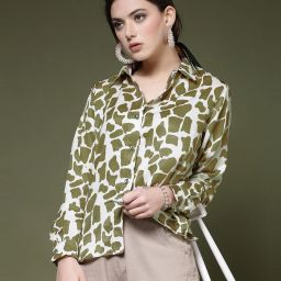 Women Regular Fit Printed Spread Collar Casual Shirt-image-33
