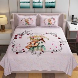 250 TC Polycotton Double 3D Printed Flat Bedsheet-image-12