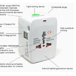 prime deals 2 USB Universal Travel Adapter with Built in Dual USB Charger Ports Plug International Travel Adapter All in One Portable Travel Adapter (2 USB and Type C Travel Adapter White) image 5