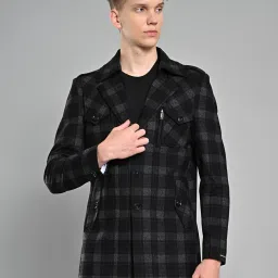 Polyester Viscose Blend Checkered Coat For Men-image-87