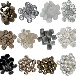 12 Types Buttons For Boutique Kurti Shirt gents kurta 15 pcs Of Each Design Nylon Buttons-11