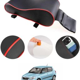 Black With Red Piping Armrest Cover With Phone Holder For Car-103 Car Armrest Cover-image-75