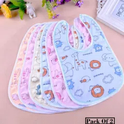 2 Soft Cotton Washable & Reusable Highly Absorbing/Comfortable& Easily Baby Bibs-0