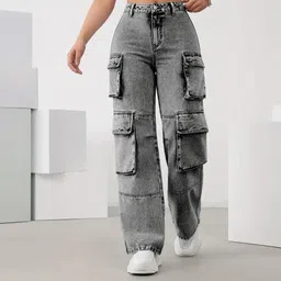 Women Regular High Rise Grey Jeans-image-25