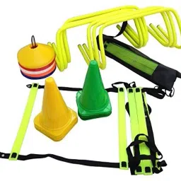 6 Inch Cones Pack of 6,10 Space Markers ,4 Meter Ladder, 6 Hurdle Agility Combo Football & Fitness Kit-4