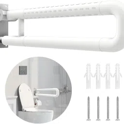 Flip-Up Grab Bar | 17 Inch Bathroom Handle For Seniors With Anti-Slip Nylon Grip Shower Grab Bar-image-81