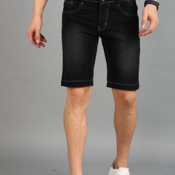 Solid Men Denim Black Denim Shorts-image-30