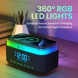 Portronics Trifusion 16W HD Sound Bluetooth Speaker,15W Wireless Charging,Digital Clock 16 W Bluetooth Speaker image 2