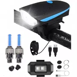 Bicycle Combo Of Front Cycle Light Back Tail/Helmet Light And Tyre Valve Light LED Front Rear Light Combo-2
