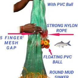 purkait fishnet 5 finger 100mm fishing net with PVC floaters ball Fishing Net image 4