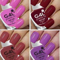 Quick Dry Pop Color Nail Paints (Pack of 4 Pcs)14M2024A67 Baby Pink-Wine-Mauve-New Pink-image-5