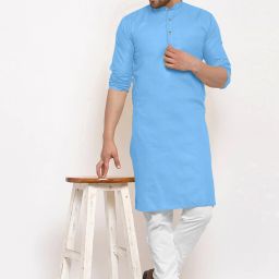 Men Embroidered Cotton Blend Straight Kurta-image-128