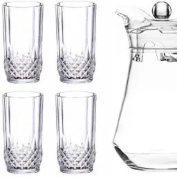Jug1.3L( Glass pcs6) Pitcher with Plastic lid,Drinking pcs1Jug,Glass275ML Jug Glass Set-image-22