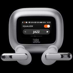 JBL Live Beam 3 TWS Earbuds with Adaptive Noise Cancellation (IP55 Waterproof & Dustproof, Touchscreen Display, Silver)-4