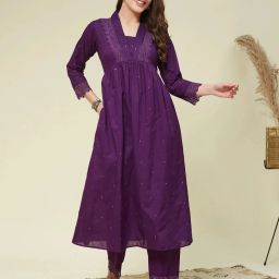 Women Pure Cotton Kurta Pant Set-image-83