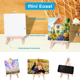 frkb Mini Display Easel with Canvas Board 10x10cm Each Cotton Medium Grain Primed Canvas Board (Set of 2) image 4