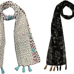 Printed Chiffon Women Multicolor Scarf, Stole, Fancy Scarf-image-70