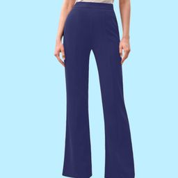 dream beauty fashion Women Regular Fit Dark Blue Lycra Blend Trousers-picture-0