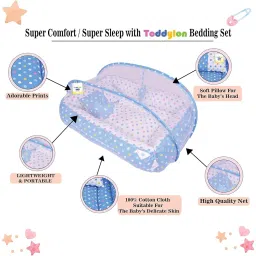toddylon New Born Baby Luxury reversible Bedding Set With Mosquito Net And Pillow Standard Crib image 5