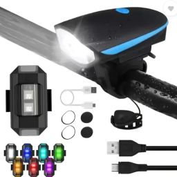 Cycle Headlight, Horn With Taillight, Both USB Chargeable Waterproof (Combo) LED Front Rear Light Combo-image-77