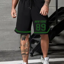 Printed Men Black Sports Shorts, Casual Shorts, Gym Shorts-image-78