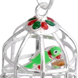 Pure Silver Parrot with cage for home decor and Gifting Purpose (wt. 20 Grams) Decorative Showpiece-7.5 cm-image-13