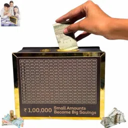 Wooden Money Saving Box | Cash Saver Money Box with Counting Target Coin Bank Cash Box-image-60