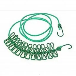 Clothesline Rope Drying Clothes Hanging Rope with 12 Clips 1.8 meter Rope Steel, Plastic Cloth Clips-image-71