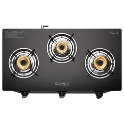 BLOWHOT Pearl Toughened Glass Top 3 Burner Manual Gas Stove (Premium Glass Finish, Black)-picture-22
