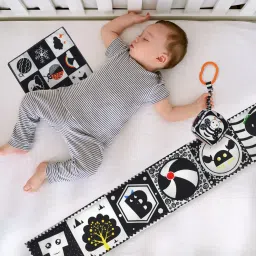 verilux Black and White Crib Cloth Book Panel with Mirror and Teether Toy for Newborns image 5