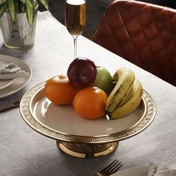 de maison decor Enamel Versace White & Gold Aluminium Cake Stand-picture-39