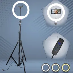 SHINEON 10 " Big LED Ring Light with 7 Ft Tripod Stand & mobile holder for video Making Tripod Kit-13