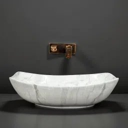Premium Designer(M-08) Ceramic Washbasin With Waste Coupling & Pipe Set (22x15x5)(M-08) Table Top Basin-image-76