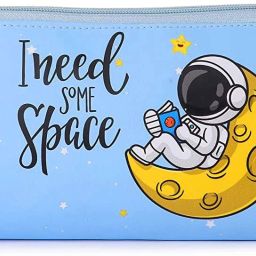 1Pcs Space Astronaut Pencil Pouch for Kids School Stationery Zipper Closer Large Capacity Storage Bag Pencil Case Travel Pouch for Boys Sky Blue Pouch Gift Pouch Art Pure Leather Pencil Box-22