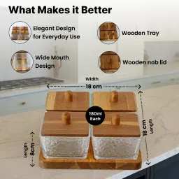 umai Serving Set For Snacks With Wooden Tray (180ml each) Container Serving Set image 4
