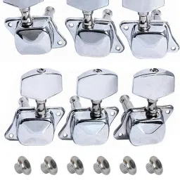 6 Sealed Locking Tunning Pegs Keys for Acoustic Guitar | 3 Left 3 Right Guitar Machine Heads Knobs with Strap Button Semi-Closed Locks Guitar Keys – Chrome Manual Analog Tuner-image-34