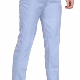 Men Regular Fit Light Blue Cotton Blend Trousers-image-97