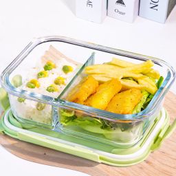 2-Compartment Glass Meal Prep Container with Airtight Lid for Lunch 1 Containers Lunch Box-image-4