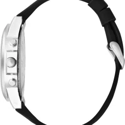 diaggro Modern wristwatch with silver case, black dial, and silicon strap Analog Watch - For Men Elegant black analog watch with soft silicon strap image 2