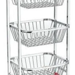 3 Layer Square Vegetable and Fruit Trolley/Basket/Stand For Modern Kitchen Storage Rack Stainless Steel Kitchen Trolley Stainless Steel Kitchen Trolley Steel, Stainless Steel Kitchen Trolley-image-22