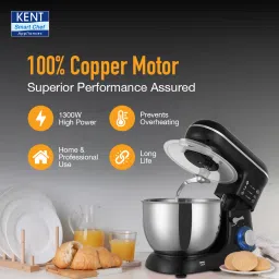 kent Stand Mixer 1300W ideal To Whisk Mix&Knead 5L Bowl 6 SpeedSetting&PulseFunction Stainless Steel Continuous Dough Maker image 3