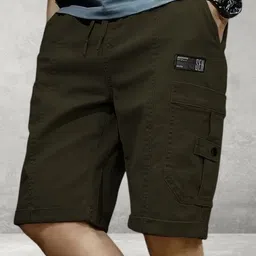 tyrell Solid Men Dark Green Cargo Shorts-picture-36