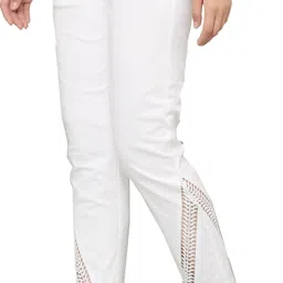 sellingsea Women Regular Fit White Cotton Blend Trousers-picture-4