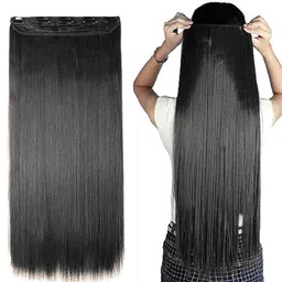 views Beautiful Look Dark Black 5 Clip In Silky Straight Hair Extension-picture-19