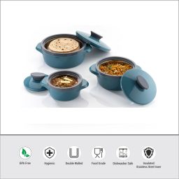 altosa NEW CASSEROLE SET COMES WITH 3 DIFFERENT CAPACITY FOR EVERYDAY USE AT HOME Pack of 3 Thermoware Casserole Set image 3