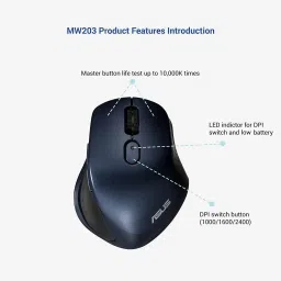 ASUS MW203 / Multi-Device (3 Device), Ergonomic, Silent Clicks, Adj. Upto 2400 dpi Wireless Optical Mousewith Bluetooth image 3