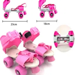 Adjustable Roller Skates Pink 4 Wheel Skating Shoes for Kids Age Group 4-12 Years Quad Roller Skates Quad Roller Skates - Size 6-8 UK-24